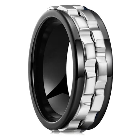 Mode Punk Style Gear Roterende Angst Fidget Ring Titanium Stål Kæde Spinner Ringe Til Mænd Rock Biker Bryllupsfest smykker