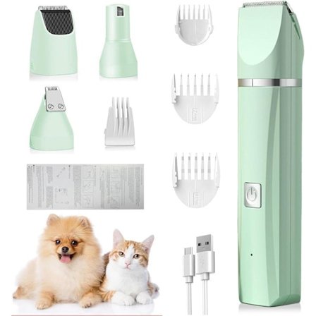 OBOSOE 4-i-1 Trådløs Hundetrimmer til Tyk Pels – Støjsvag, med 7 Tilbehør og Diamantformet Neglefil