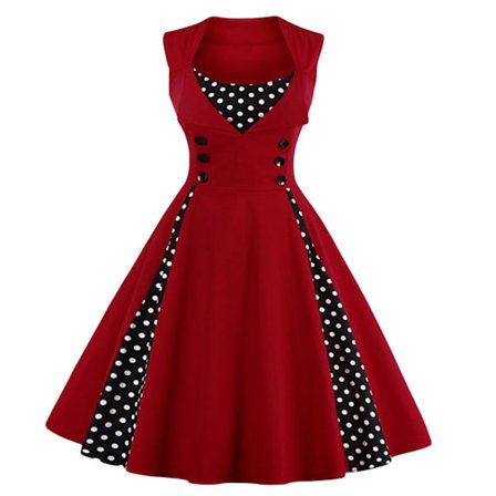 2023 Kvinnors Splicing Swing Kjol Vinröd