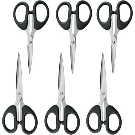 Multifunksjonssaks 6-pakning Medium Størrelse 14x6.5cm Komfortabelt grep Spiss tupp for papirklipping Kompatibel med hjemmekontor skolebruk