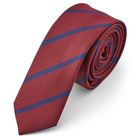 Metallic Red & Blue Striped Tie for Men - Skinny ties