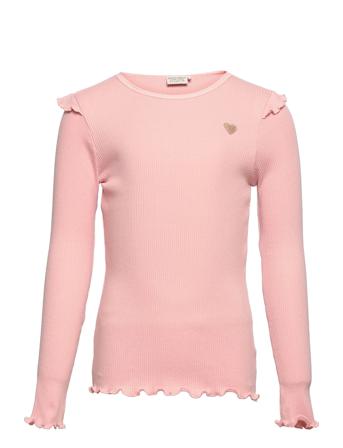 T-Shirt Ls Rib T-shirts Long-sleeved T-shirts Vaaleanpunainen Minymo