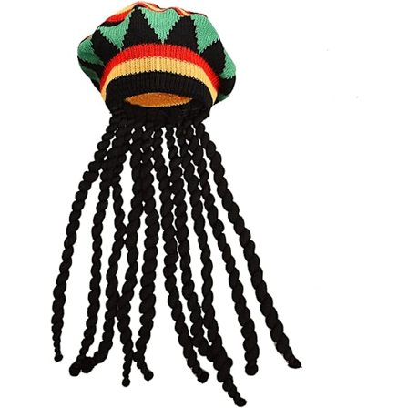 Rasta-hat med sorte dreadlocks - Jamaicansk dreadlocks-paryk - Rasta-hue