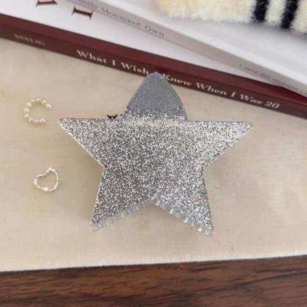 2kpl Viisikärkinen tähtihiusklipsi Kiiltävä tähtihiuskynsipidike Silver