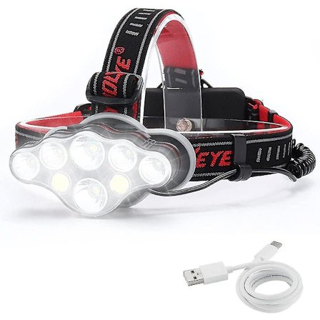 Uppladdningsbar pannlampa, Super Lumen 18000, 8 LED-ljuslägen, Kraftfull pannlampa Handsfree-lampa för C