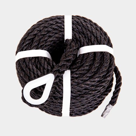 Ankertov med kovs PolyRopes Special Storm, 3-slået polyester, Ø14 mm, 40 meter, sort