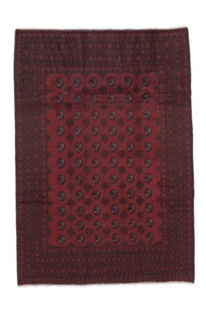 Afghan Fine Matta 198X284 Svart/Mörkröd Ull, Afghanistan