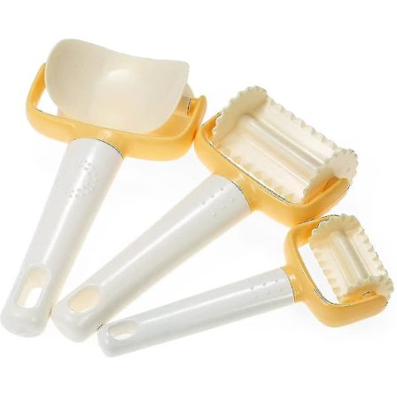 Muovinen keksimuottisarja, pyöreä neliön muotoinen leikkuri, keksirullat 1 sarja - valkoinen