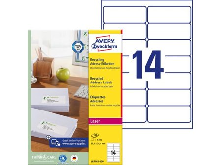 Avery Etikett QuickPeel 99,1x38,1mm 1400/fp - Lyreco - Emballage och lagerutrustning > Etiketter och godsmärkning > Adressetiketter
