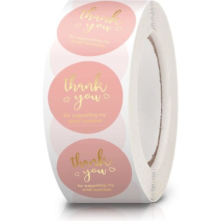 Tak Klistermærker Rulle Med 500 stk 1u201d Pink Tak Forsegling Klistermærker Perfekt