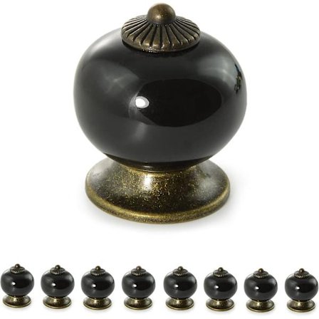 8 Porslin/keramik Möbelhandtag, Möbelhandtag, Lådor, Skåp (svart)