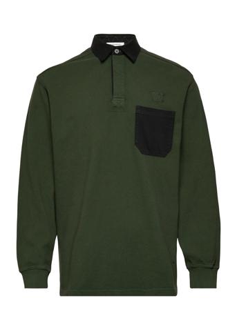 Brodie Rugby Shirt Polos Long-sleeved Grønn Wood Wood*Betinget Tilbud