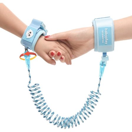 Blå Anti-Lost håndledsrem/Anti-Lost børnekobbel med sikkerhedslås, 360° drejelig refleks baby Anti-Lost bælte, 1,5 m rosa børnesikkerhedssele