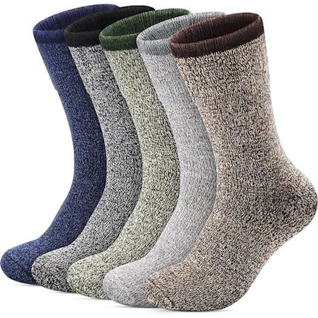 5 Par Varme Uldsokker til Mænd, Bløde Termiske Sokker til Mænd, Tykke Uldvandresokker til Mænd Vinter Hyggelige Vandreture Casual Crew Boot Sokker