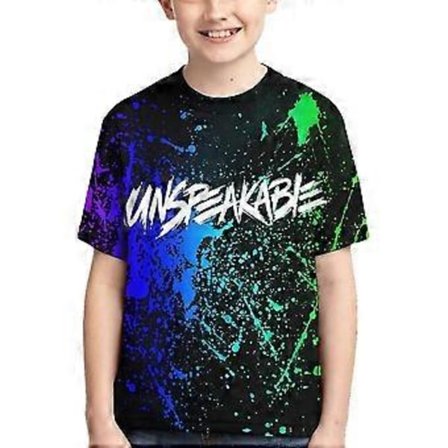 Barn Gutter Jenter Unspeakable 3D-trykte Kortermet T-skjorter Tegneserie Rund Hals Topper Tee (9-10 År C)