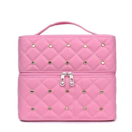 Kosmetisk Väska Kvinnor Pu Läder Rhinestone Makeup Väskor Resor