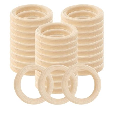 30 stk Naturtre Ringer 60mm Ubehandlet Makrame Tre Ring Tresirkler For DIY Håndverk Ring Penda