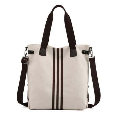 Kvinner Dame veske Mote Multi-Color Canvas En-skulder bærbar Crossbody Stor kapasitet Beige