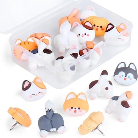 20 kpl Animal Thumb Tacks söpöjä työntötappeja, hartsia ja metallia
