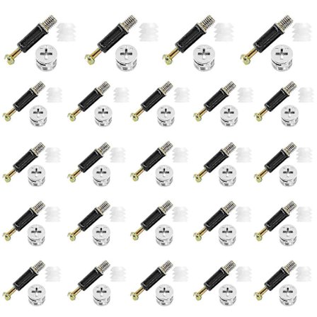 24 sæt 35 mm Cam Lås Skruer til Møbler, 3 i 1 Cam Lås Fastgørelseselementer, Cam Beslag