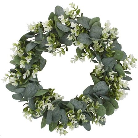 Kunstig Eucalyptus Krans Garland Grønn Dørkrans Veggkrans Plastkrans Påskedekorasjon, Vegg, 33cm