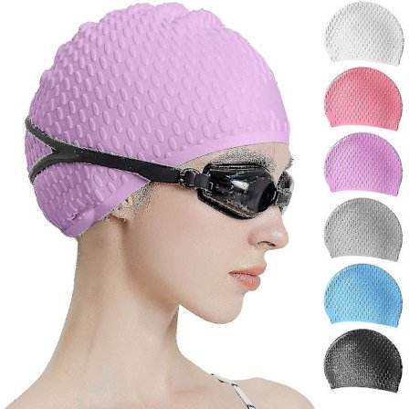 Silikone Badehat, komfortabel badehætte ideel til krøllet kort medium langt hår, svømmehætte til kvinder og mænd, brusehætter holder frisyren U-mxbc