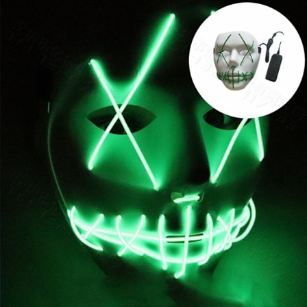 Halloween Skräck Mask Led Cosplay Stitched Leende Ansikte Light Up Party Skrämmande Prop