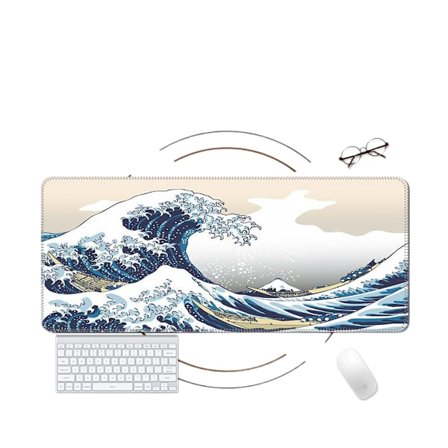 Tastatur Datamaskin Bordmatte 90x40 cm - Speed ​​​​Surface Gamer Spill Musematte Musematte (90x40 cm, Japan Wave - Kanagawa)