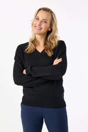 BRANDTEX - Strik - Sort - V-hals