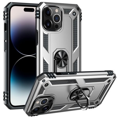 iPhone 14 Pro Skal Hybrid Armor Ring Silver