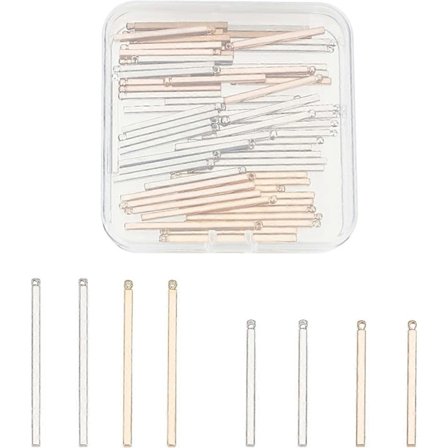 64 st 4 Stilar Mässingberlocker Rektangel Lång Vertikal 4-Sidig Stämpling Blank Bar Berlock Redo att Stämpla Berlock med 1mm Hål för 