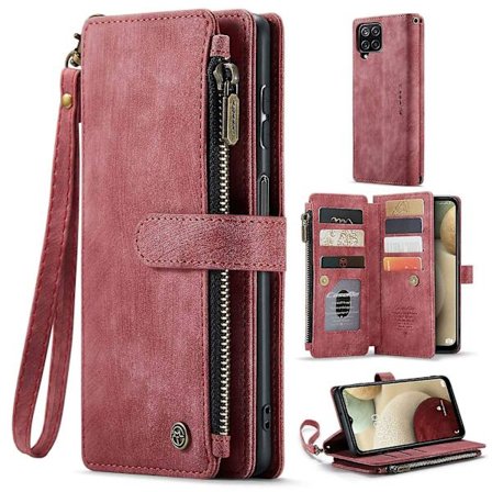 For Samsung Galaxy A12/A12 (Indien) Telefon Etui Lynlås Lommepung med Flere Kortpladser Auto Clo