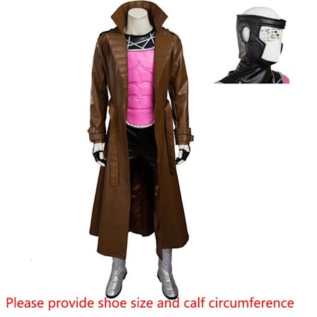 Film X-Men Origins Gambit Cosplay Kostym Vuxna Män Remy Etienne LeBeau Halloween Med Läderjacka Väst Huvudbonad Full Set