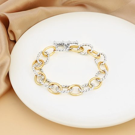 Sterling Silver Twisted Oval-Link Armband