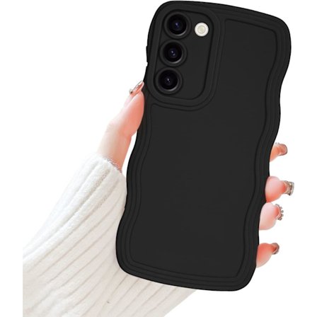 Samsung Galaxy S23 Plus Mobilskal för Tjejer Kvinnor, Sött Lockigt Vågformad Ram Flytande Silikon Flexibelt Mjukt Stötsäkert Kameraskydd 