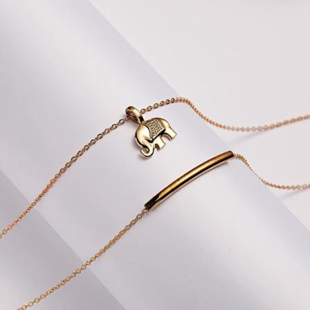 Lucky us - heldig elefant halskæde med 18K forgyldt gave Gold one size