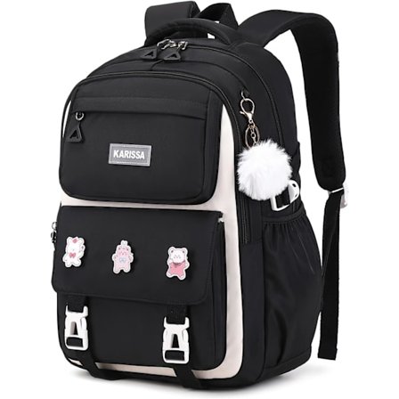 Rygsæk til piger, børnerygsæk til piger med tyverisikker baglomme, letvægts rygsæk til skole, bogtaske til folkeskolen