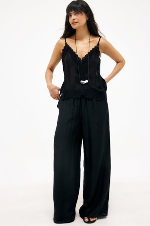 NA-KD gerade fließende Hose - Hose mit geradem bein - Schwarz - EU 42