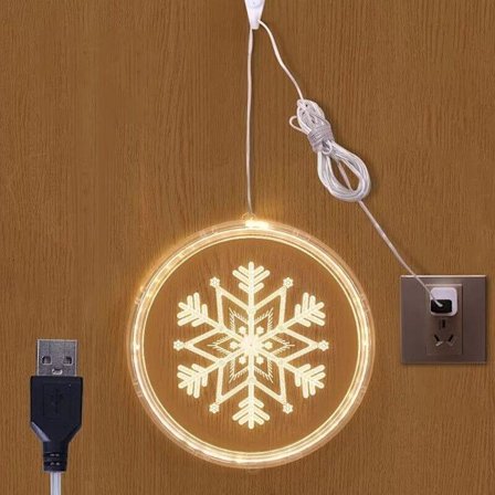 Julevindueslys Dekorationer, Juledekoration LED Lille Lanterne Hjem Dekoration Festlig Rum Arrangement (Snefnug) - USB Type