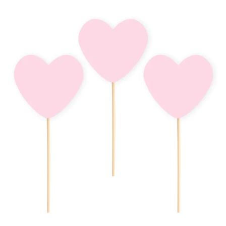 Tårtdekoration Hjärtan Rosa 6-pack