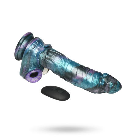 XR Brands: Astro-Thrust - Thrusting and Vibrating Silicone Dildo - Blue/Purple - Vuxen.dk: For hende