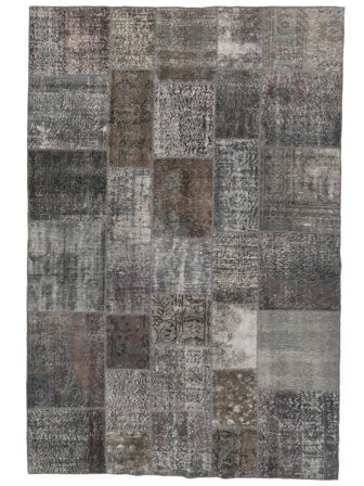 Patchwork Tæppe Moderne Sort/Brun (Uld, Tyrkiet)
