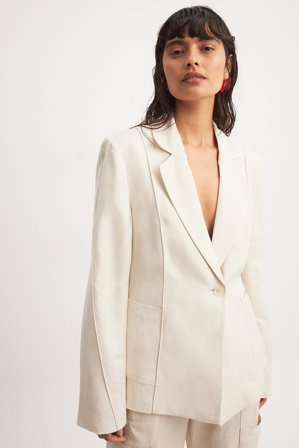 DISCODAYDREAM x NA-KD Blazer ajusté en lin mélangé - Ensembles d'été - Beige - EU 34