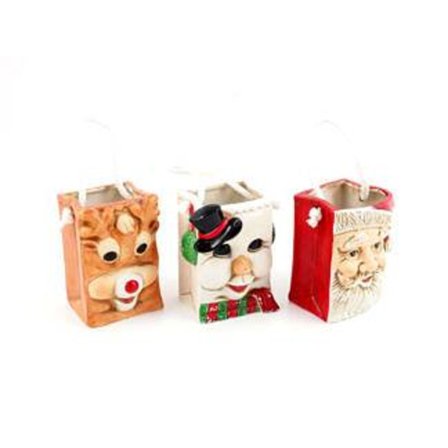 Jul Porslinspåsar Ren, Snögubbe, Tomte säljs i 3 pack