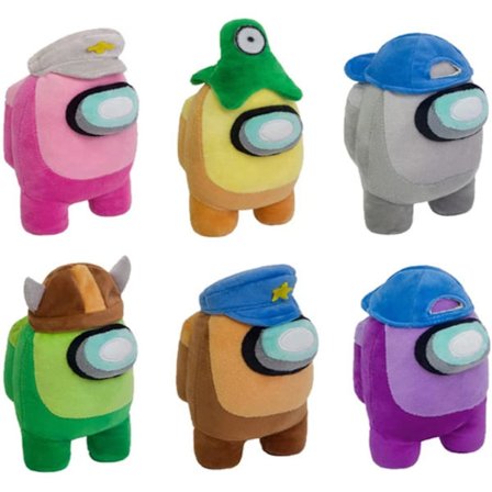 20cm blød plys Among Us plys Among Us spil plys legetøj udstoppet dukke, 6 stk. sød rød lille Among Us plys bamse gave til børn