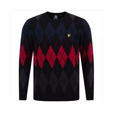 Lyle & Scott Round-neck Stickat svart, Herr Stickade tröjor, Herr, Storlek: M
