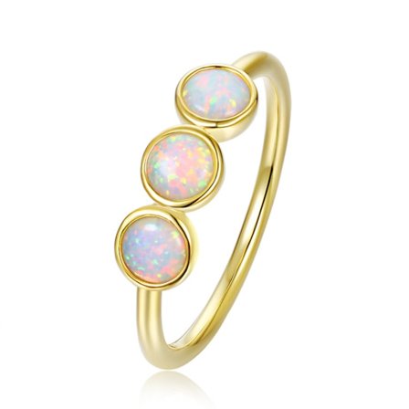 Färgglada 14K Guldpläterade Skapade Opalringar | Stapelbara