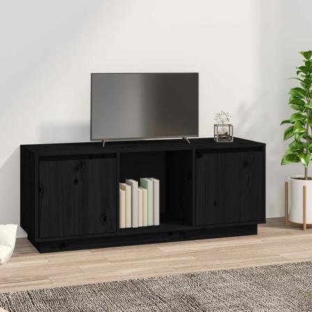 Vidaxl Tv-bänk Svart 110,5x35x44 Cm Massiv Furu Svart