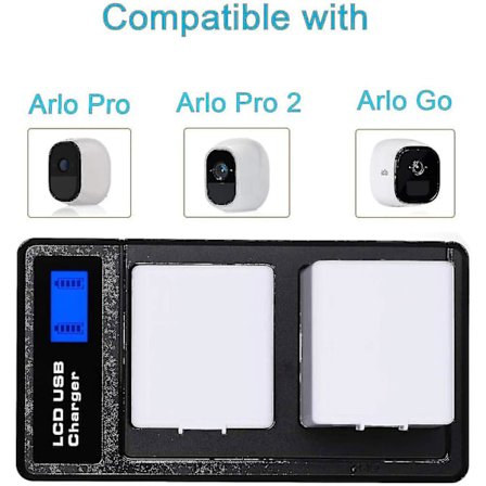 Paris_Dubbel batterioplader til Arlo Pro-batteri, Arlo Pro 2-batteri, Arlo Go-batteri, LCD-batterioplader