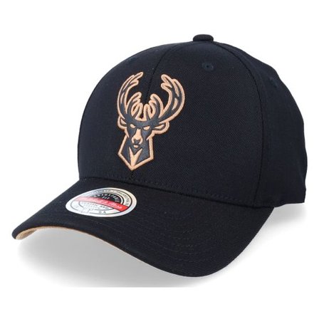 Mitchell & Ness - NBA Svart adjustable Keps - Hatstore Exclusive x Milwaukee Bucks Leather Logo Black Adjustable @ Hatstore